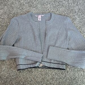 Victoria's Secret Gray Ribbed Zip Cardigan